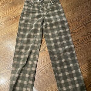 Altar'd State Women's Plaid Trousers - Green and Tan
